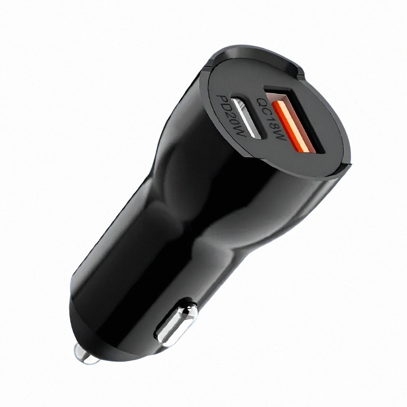 Qualcomm  2 Port USB Car Charger with Quick Charge 3.0 Dual USB PD Function (BLACK)